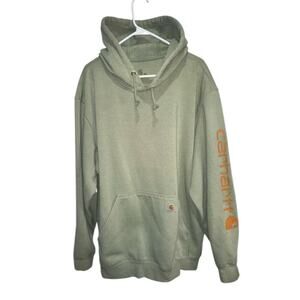 Carhartt K288-G57 Logo Sleeve Green Hooded Sweatshirt Men’s XXL Used Outdoor